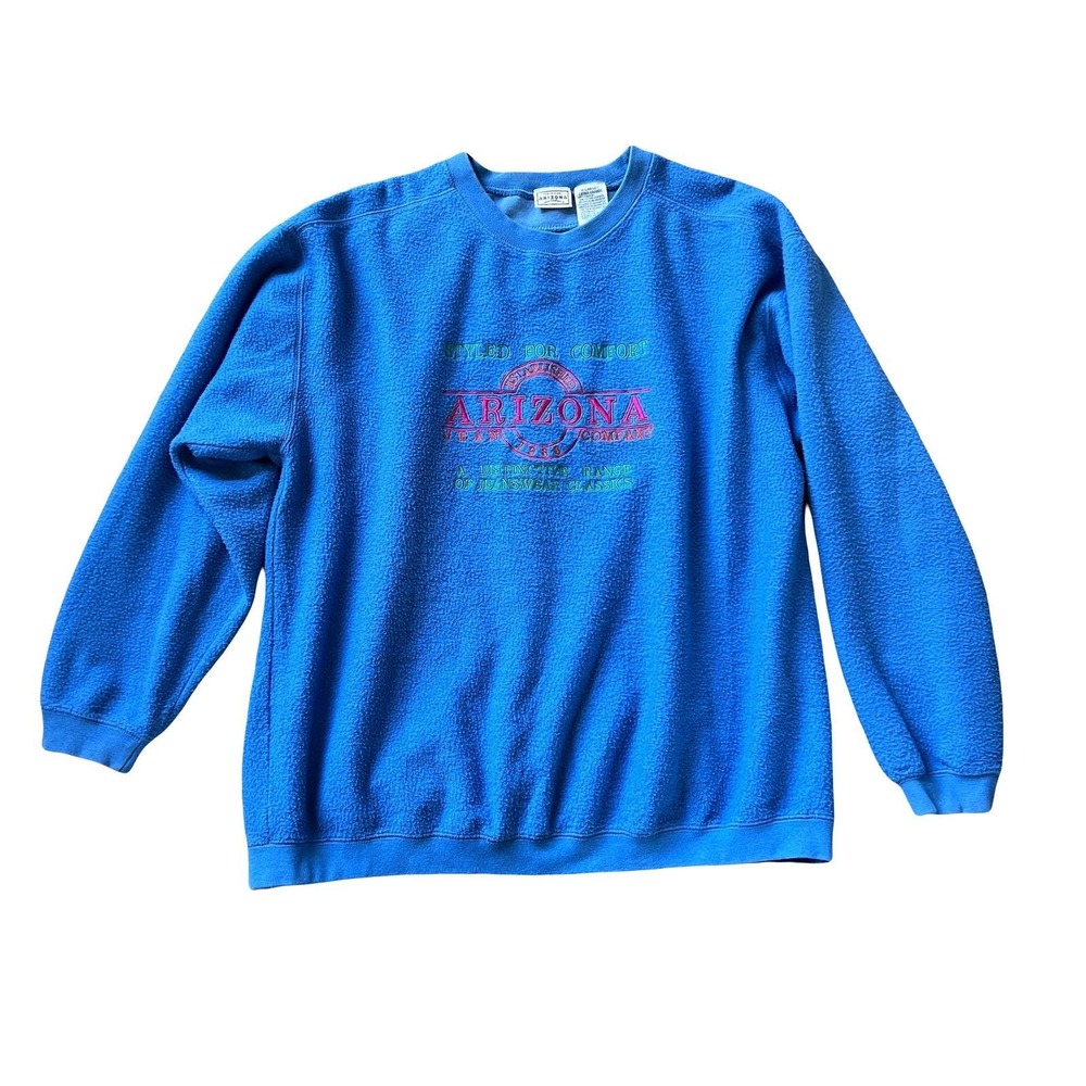 vintage 90s oversized fleece sweatshirt Arizona Jeans Company XL logo spell out